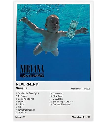 Nirvana.Nevermind. Iconic Album Cover Poster Various Sizes (A2