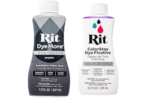 CRAFT COUNTY Rit DyeMore - Tintura per fibre sintetiche liquide per abbigliamento, decorazioni e artigianato, grafite con fissativo di colore, 200 ml