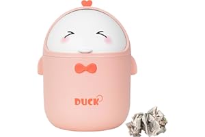 KYSUN Mini Desktop Trash Bin, Small Wastebasket Bin with Lid, Mini Little Cute Chicken Trash Bins, Portable Table Dustbins, for Home Office Kitchen Vanity Tabletop Bedroom Bathroom, 11*11*18.5cm (pink)
