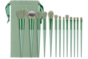 Teegxddy Pinceaux de Maquillage Lot de 13 Pinceaux de Maquillage Marron Pinceaux de Maquillage Synthétiques Avancés pour Fond de Teint Poudre pour le Visage Blush Correcteur Ombre à Paupières