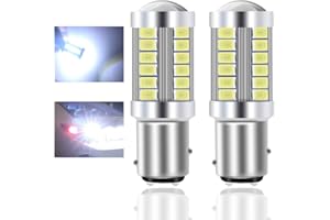Teguangmei 1157 BAY15D P21/5W Ampoules LED de Voiture Blanc 900LM Ultra Lumineux 5730 33SMD LED Frein de Recul Arrêt Arrière Feux de Brouillard Arrière Position Feu Arrière 12-30V 3.6W-2Pcs