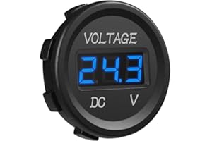 GZCRDZ - Voltmetro digitale a LED da 12 V, impermeabile, per barca, veicoli marini, moto, camion, ATV, UTV, auto, camper, caravan, blu/rosso/verde, pannello rotondo digitale (blu)