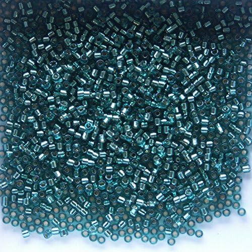 Delica 11/0 Tube By Miyuki Seed Bead 7.2 Gram Approx 1400 Beads Silver Lined Teal Dyed