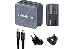 AVerMedia GC313Pro ELITE GO - 1080p60 Capture Card & 100W GaN USB-C Charging Hub with 4K60 HDMI, Switch Dock, Steam Deck Dock, PS Portal, Portable TV Dock, Mac, iPad, iPhone, Windows, Travel