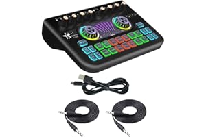 POKRONC Pioneers Dj Decks | Dj Mixer | Audio Mixer | Sound Card | Mixing Desk | Live Sound Card | Mixer System | Streaming Soundboard With XLR Condenser Microphone | For Audio Production & Live Streaming