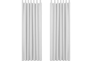 Deconovo Cortina Dormitorio con Aislamiento Térmico Tela Lisa Gruesa Color Sólido Decoración Hogars con Trabillas 2 Paneles 140 x 260 cm Gris Perla