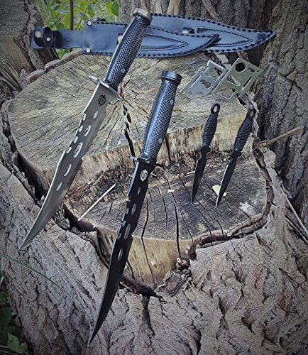 „Mega-Spar-Set“ 36cm CANADA „Forrest Ranger 3th.“ und „Forrest Ranger 2th.“ in einem Set. Mega Bowie- Jagd- Outdoor- Survival- Messer. incl. 2 Dolche Beimesser und 2x 12in1 Survival-Cards - 5