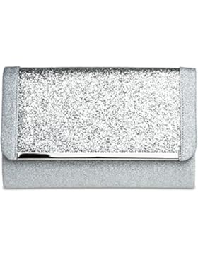 CASPAR TA345 Damen elegante XL Glitzer Clutch Tasche Abendtasche mit Metallspange