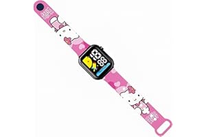 LuminaLux Girls Digital Quartz Watch with LED Lights, Colorful Silicone Strap for Girls, Gift for 3-10 Year Olds, Hello Kitty, Packed in Gift Box