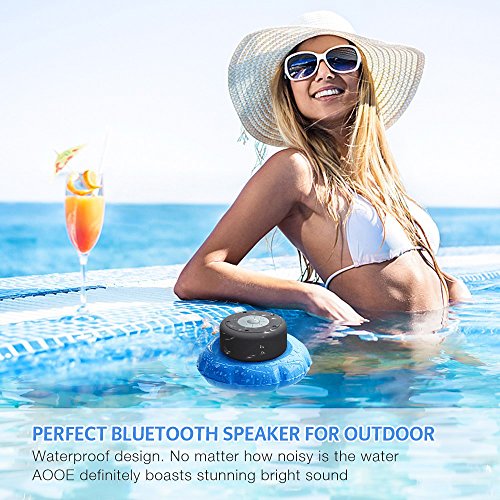 AOOE-Mini-Portable-Bluetooth-Speaker-Waterproof-Shower-Speaker-5W-Outdoor-Speakerphone-for-Handsfree-Suction-Cup-and-Practical-Buckle-for-Outdoor-Shower-Black