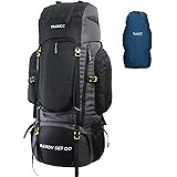 TRAWOC TRAILBLAZE 75 Liter Rucksack For Men & Women, Travel Backpack Camping Hiking Trekking Bag Rain Cover/Shoe Compartment, Black