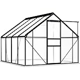 vidaXL Gewächshaus mit Fundamentrahmen Garten Treibhaus Pflanzenhaus Frühbeet Gartenhaus Tomatenhaus Anthrazit Aluminium Poly