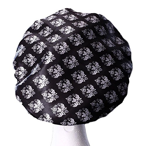 Dilly's Collections - Microfiber Shower Caps - Comfortable Adult Size- Hair Protection Bath Cap- Saves The Blow Out- Premium MICROFIBER Toweling- Seals Out the Humidity During Shower - Protects The Hair Treatment - Large Damask Shower Caps