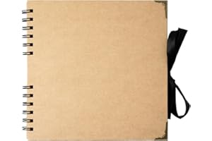 Hawksbill Brown Scrapbook Photo Album 60 Pages – 31cm x 31cm Kraft Scrapbook Spiral Bound Wedding Picture Album 180gsm Memory Book Ideal for Photos Souvenirs & Memories