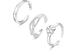 Finrezio 3 Stücke 925 Sterling Silber Offene Zehenringe Set Für Damen Fingerring Gelenkring Hypoallergen Verstellbare Offene Manschette Zehenringe Set Stern Pfeil Blume Zehenringe Fußschmuck