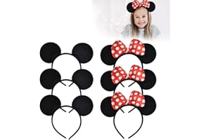 AFASOES 6PCS Oreilles de Souris Arc Bandeau Oreilles de Souris Bandeaux de Cheveux Bandeau d'Oreilles de Souris Bandeau à Cheveux avec Nœud Souris à Oreilles pour Fête d'Anniversaire Fournitures