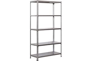 Simon Rack Estanteria Metalica, 2000x1000x500 mm, 5 Alturas, Bandeja Metal, 180 kg de Punto Flexión, Estanteria Almacenaje, Gris - Simonclick