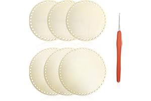 LSYYSL 6 Pcs Woven Basket Bases And 1 Crochet Tool, Diy Woven Basket Materials, Round Base, Creative Diy Handicraft Accessories