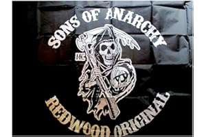 HOTRODSPIRIT drapeau faucheuse mort soa sons anarchy 150x90 cm nylon noir et blanc biker