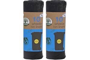 Tidyz 2 X 10 Wheelie Bin Extra Large Liners 300L Black Dustbin Rubbish Tip Refuse Sacks Waste Garbage Thick Big Bags Super Strong Heavy Duty Fits Bins 230 x 143cm