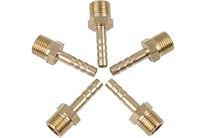 X AUTOHAUX 5 STK.Schlauchtülle 1/8 Zoll NPT Schlauchanschluss Stecker Adapter Messing Schlauchnippel Verbinder 4,5mm