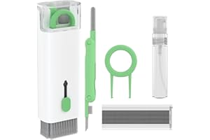 NICEKOOL 7 en 1 Keyboard Cleaning Brush Kit - Cepillo Limpiador de Teclado Herramienta de Limpieza Auriculares Extractor de Teclas Multifunción Extractor de Polvo para Laptop Auriculares, Verde Claro