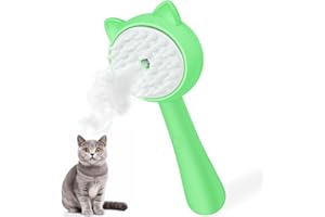 Cat Steam Brush with Handle, 3 In 1 Steam Cat Brush, Silicone Massage Steamy Pet Grooming Brush for Shedding, Pet Hair Cleaning Mist Comb for Cats Dogs by ZITSMS(Green)