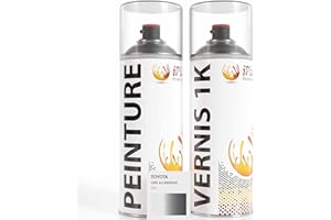 ipixline Kit Peinture Carrosserie Voiture - Bombe de Peinture 400 ml et Vernis Brillant 1k 400 ml - Pack Spray Aérosol Retouche Auto Moto pour Toyota - Gris Aluminium - 1F7