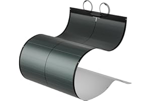 BougeRV Panneau Solaire Souple CIGS 200W IP68 Panneau Solaire Flexible 360° 24V pour Le Toit Camping-car Bateau Cabine Van balcons et Autres Surfaces Inégales Compact, Pré-percé