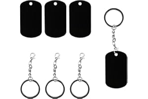 Hyakoz 30 Piezas Negro Chapa Militar Personalizada Etiquetas de Identificación de Mascotas con 30 Llavero de Langosta Etiqueta para Mascotas, para Proyectos y Manualidades de Bricolaje