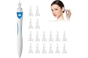 VCSJW Nettoyant Oreille,Nettoyage Oreille,Nettoyeur Oreilles,Nettoyeur D'oreilles En Silicone Souple En Spirale À 360 Degrés,Avec 16 Embouts De Remplacement Lavables,Nettoyage Des Oreilles Pour Tous Les Âge