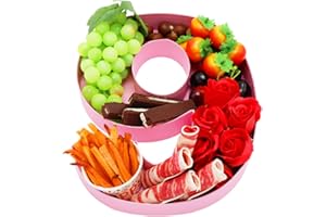 WENPACK 30.5cm Cardboard Number Cutout Fillable Paper Mache Charcuterie Board Sweet Birthday Food Tray for Treat (Pink, 6 or 9 shape)