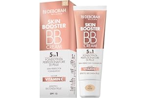 Deborah Milano - BB Cream Skin Booster, n.01 Nude, SPF 15, con Vitamina C, Crema Colorata Viso Effetto Seconda Pelle, 30ml