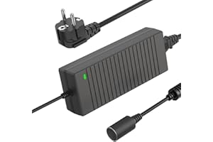 Shentian Toma de mechero de CA a CC Adaptador de 100V-240V a 12V 10A Convertidor para Cargador de Coche (Black 12V 8A)