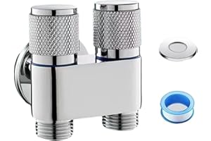 WOZLO Robinet d'équerre pour WC, robinet double sortie 1 en 2, soupape de vidange à 3 voies en acier inoxydable pour cuisines, salles de bains, jardins, hôtels