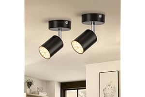 Gr4tec Lot de 2 Spots Orientables 350°, 2 x 6W Ampoule GU10, Blanc Chaud 2700K, Plafonnier Led, AC 220V-240V, 550LM Luminaire Chambre, IP20 Éclairage de Plafond Pour Salon, Chambre, Couloir