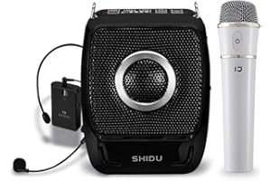 Amplificador de Voz Portatil inalámbrica Bluetooth SHIDU 25W Sistema de megafonía de batería Recargable amplificadores Voz con micrófonos Mini Altavoz con micrófono para Profesores, guías turísticos