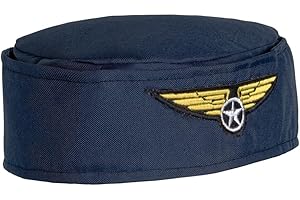 Boland 01356 - Sombrero de azafata, talla 56, azul oscuro-dorado, azafata, capitán, profesión, disfraz, carnaval, fiesta temática