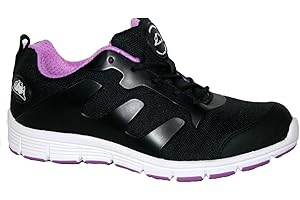 FOOTLOOSE SHOES Ladies Womens Groundwork GR44 Lightweight Steel Toe-Cap Safety Work Trainer Sizes 4-8 (Black