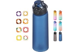 DPZO Air Gourde Up 900ML, Bouteille Air Gourde Up Sport Paille avec 8 Pods de Gout Gourde Aromatisée Air Gourde Up Tritan Water Bottle Fitness (Couleur bleu givré)