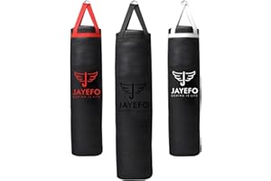 Jayefo Sports Punching Bag - Hanging Boxing Bag for MMA, Karate, Judo, Muay Thai, Kickboxing, Self Defense Training for Training at Home or Gym - Unfilled Heavy Bag 70 to 100 lbs - Black