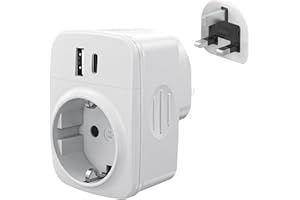 GONEW21 Adaptateur Prise Anglaise - Prise Anglaise Adaptateur Francais avec 1 USB et 1 Type-C, Adaptateur Type G pour Irlande Royaumeuni Bretagne Écosse