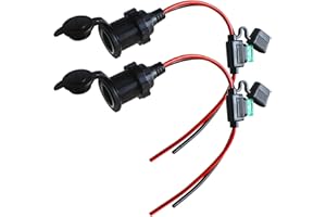 GTIWUNG 2Piezas Toma De Encendedor de 12V/24V, Zócalo del Encendedor de Cigarrillos Outlet con Fusible y Cable,Enchufe Mechero Impermeable para Motocicleta ATV RV con Cable de Conexión de 30cm 12AWG