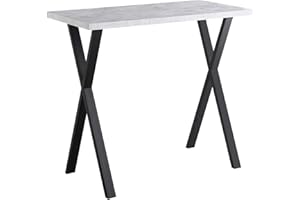 AINPECCA Bar Table Breakfast Counter Table with Metal Legs Industrial Style Coffee Kitchen (Grey Marble Effect Top, Gray B)