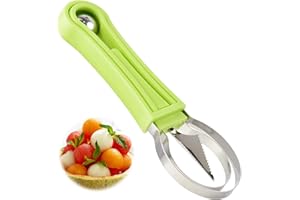 ‎JIAYAUS Jiayaus Melonenschneider Melone Baller Scoop Set, Profi 4 In 1 Melonenausstecher Obst Schnitzwerkzeuge Set, Obstschaufel Samen Entferner Wassermelone Messer für Küche (Grün)