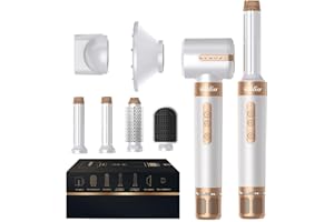 ‎UKLISS Airstyler, Haarstyler 7 in 1, Warmluftbürste Set Mit 110000 U/Min Haartrockner, Curly All in One Air Styler, Rundbürstenföhn, Föhn Mit Diffusor, Stylingdüse, Stylingbürsten für Alle Haartypen