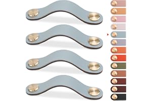 LEREATI 4 Stück Ledergriffe für Möbel, Schrankgriffe Blau Möbelgriffe Schubladengriff, Modernen Möbelknöpfe Schrank Griffe für Küchenschränke, Schränke, Tür, Wohnkultur (96mm)