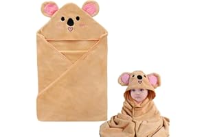 GGUFAY Accappatoio Neonato, 80x80cm Asciugamano Con Cappuccio per Neonati, Asciugamani Ultra Morbidi per Neonati, Accappatoio Neonato 0-3 Mesi (Caffè, Koala)