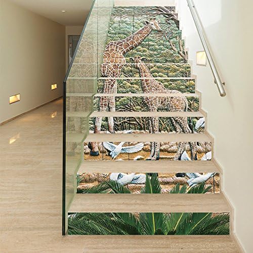 13 pieces of 3D simulation tiles posted giraffe animal stickers children 's room staircase stickers wall stickers