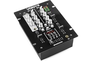 Vonyx STM-2300 Table de Mixage 2 Canaux - Entrée RCA Phono/Ligne Commutable, Sortie principale RCA et Sortie Casque, Egaliseur 3 Bandes sur les Canaux, Egaliseur 2 Bandes Mic, Idéal pour DJ Mobile